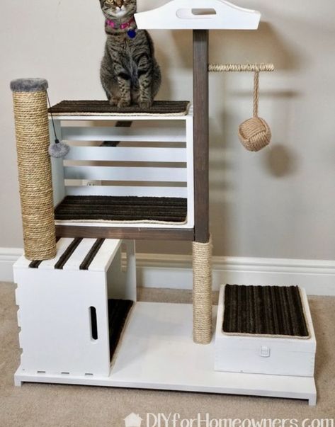 Cat Condo Ideas, Diy Cat Condo, Homemade Cat Tower, Diy Jouet Pour Chat, Diy Cat Tower, Katt Diy, Katt Grejer, Kat Diy, Chat Diy