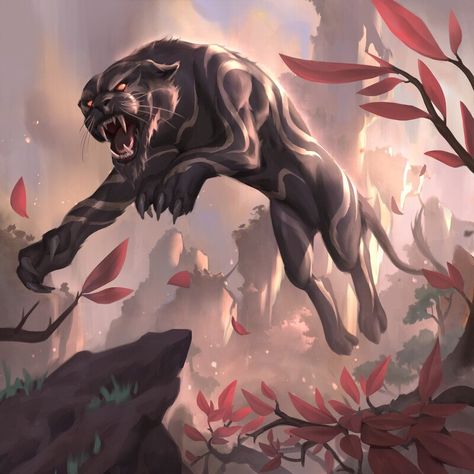 Fantasy Black Panther Animal, Werepanther Art, Fantasy Familiars Animals, Fantasy Panther Art, Panther Fantasy Art, Black Panther Animal Art, Fantasy Big Cat, Fantasy Panther, Panther Spirit