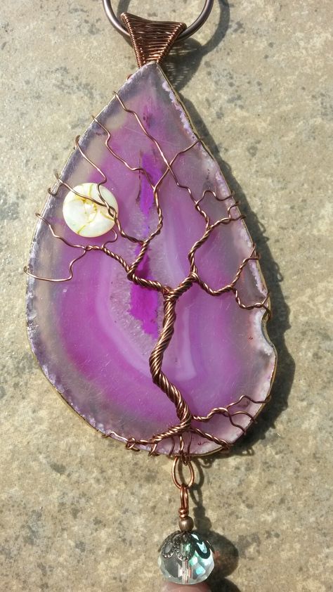 Wire Wrapped Agate, Wire Wrapped Geode Slice, Wire Wrapped Agate Slice, Agate Slice Crafts, Wire Wrap Agate Slice, Agate Slice Jewelry, Slice Ideas, Rock Wrapping, Wire Creations