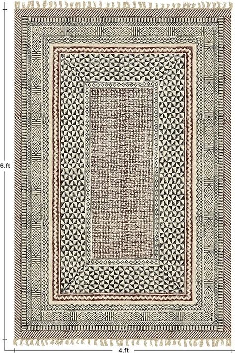 Amazon.com: CASAVANI Collection Rectangular - 5x7 Area Rug Black & Brown Pattern Cotton Dhurrie Geometric Kilim Rug Indoor Outdoor Use Carpet Flatweave Rugs for Bedroom Dining Room Living Room : Home & Kitchen Flatweave Rugs, Saint West, Rugs For Bedroom, 5x7 Area Rug, Brown Pattern, Mountain House, Dining Room Living Room, Flat Weave Rug, Bedroom Rug