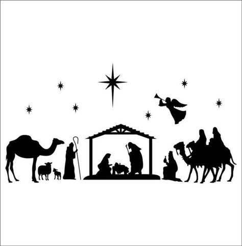 Navity Scene, Nativity Scene Silhouette, Nativity Svg, Christmas Contests, Nativity Silhouette, Scene Drawing, Christmas Nativity Scene, Easy Christmas Diy, Christian Christmas