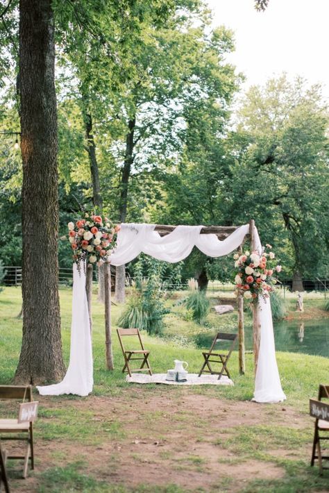 Hillside Manor Wedding | Colorful and Rustic Norman Wedding Ceremony Alter, Wedding Vowels, Wedding Arbor Rustic, Large Bridal Parties, Wedding Setup, Wedding Arbor, Elegant Wedding Venues, Wedding Arbour, Beautiful Floral Dresses