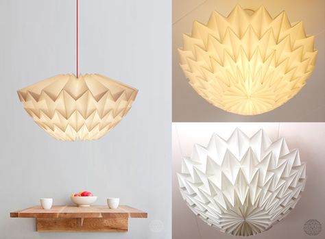 Discus by Danielle Origami Lampen Paper Light Shades, Luminaire Suspension Design, Chinese Lamps, Origami Lampshade, Diy Luminaire, Origami Kusudama, Origami Paper Folding, Diy Furniture Videos, Folding Techniques