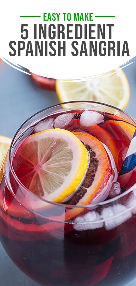 Using just 5 simple ingredients, this fresh and fruity sangria recipe is ideal for entertaining and perfect for making ahead of time. Brandy Sangria, Blood Orange Sangria, Spanish Sangria, Fruity Sangria, Orange Sangria, Spanish Red Wine, Red Sangria Recipes, Easy Sangria Recipes, Red Wine Sangria