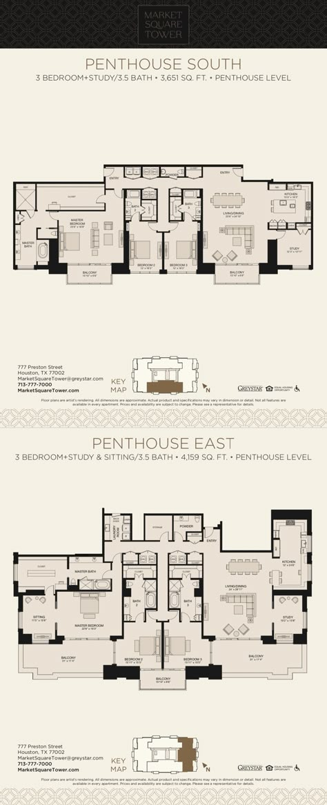 Market Square Tower Houston Penthouse Floor Plans Penthouse, Penthouse House Plans, 6 Bedroom Penthouse Floor Plan, Luxury Apartment Plans Layout, 2 Story Penthouse Floor Plan, Vintage Penthouse Apartment, Small Penthouse Apartment Floor Plan, Condo Plans Layout, Penthouse Plans Layout