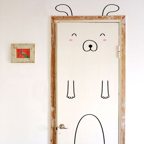 Cute Door Stickers Will Transform Your Doors Into Animals Kids Room Wall Murals, Kids Room Murals, Handmade Charlotte, Gorgeous Doors, Murals For Kids, Door Decals, Bathroom Door, Dog Door, Kids Room Wall