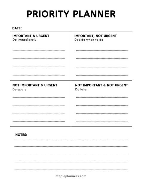 Free Printable Priority Planner Work Templates Free Printables, Productivity Planner Free Printables, Work Organization Printables, Productivity Templates, Priority Planner, Health Worksheets, Daily Work Planner, Free Worksheets For Kids, Daily Planner Printables Free