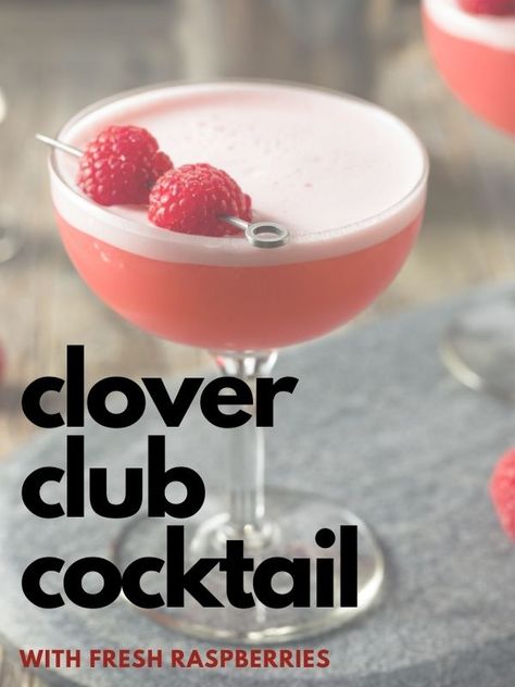 Clover club cocktail with fresh raspberries.If you love gin cocktails then check out this amazing drink that is one of my favorite summer cocktails with gin. This Clover club cocktail with muddled raspberries is so delicious and easy to make The Clover Club Cocktail, Clover Club Cocktail Recipe, Raspberry Sour Cocktail, Cocktails With Ginger Ale, Cocktails With Ginger Beer, Cocktails With Ginger, Adult Glow Party, Clover Cocktail, Galentines Drinks