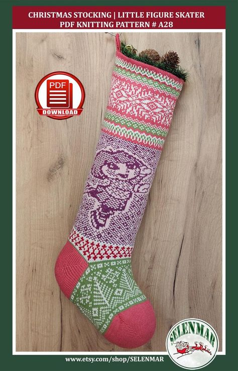 Knit Christmas Stocking Pattern, Fair Isle Stocking, Stocking Knitting Pattern, Knitted Christmas Stocking Patterns, Knit Christmas Stocking, Knit Stocking, Santa Socks, Christmas Stocking Pattern, Knit Christmas