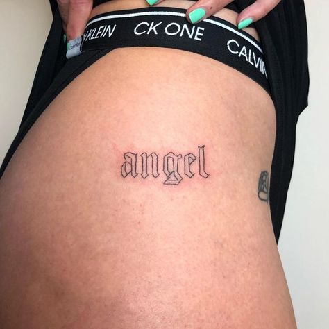 Olde English Font, English Font, Hip Tattoo, Fish Tattoos, Jesus Fish Tattoo, Tattoo Quotes, Tatting, Angel, Tattoos