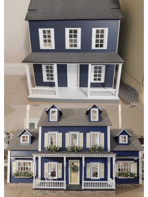 Doll House Colors, Dollhouse Exterior Ideas Color Schemes, Dollhouse Exterior Ideas, Dollhouse Exterior, Beacon Hill Dollhouse, Big Doll House, Diy Barbie House, Dollhouse Design, Doll House Plans