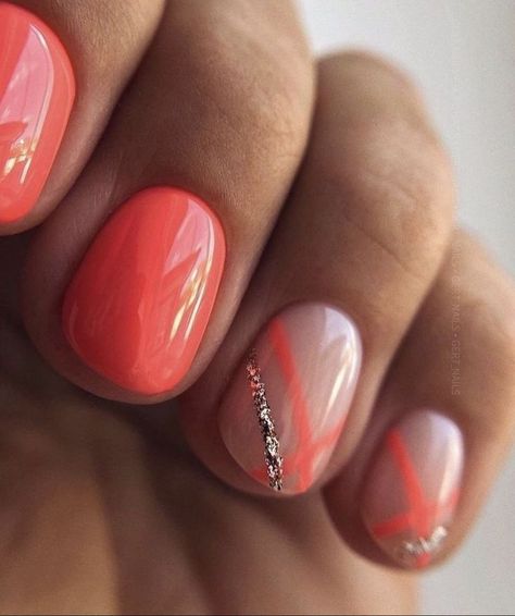 Bright Pink Gel Nails Short, Short Shellac Nail Ideas, Tropical Wedding Nails, Summer Nails Designs 2024, Coral Gel Nails Summer, Fancy Summer Nails, Summer Nail Design 2024, Trendy Summer Nails 2024, Nails Ideas Summer 2024