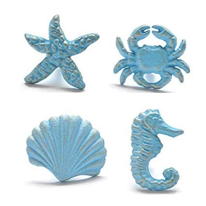 Lemonadeus Unique Coastal Sea Life Starfish，Crab，Seahorse,Shell, Cast Iron Knobs Drawer Pulls, Drawer Handle(Set of 4): Amazon.ca: Gateway Wood Cabinet Pulls, Cabinet Pulls And Knobs, Iron Drawer Pulls, Glass Dresser, Drawer Pulls And Knobs, Bedroom Cabinets, Ocean Fashion, Dresser Knobs, Kitchen Cabinets In Bathroom