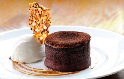 Chocolate Fondant, Nougatine Biscuit & Toffee Sauce Recipe Chocolate Fondant Recipe, Romantic Desserts, Fondant Recipe, Toffee Sauce, Great British Chefs, Sticky Toffee, Chocolate Dessert Recipes, Chocolate Fondant, Plated Desserts