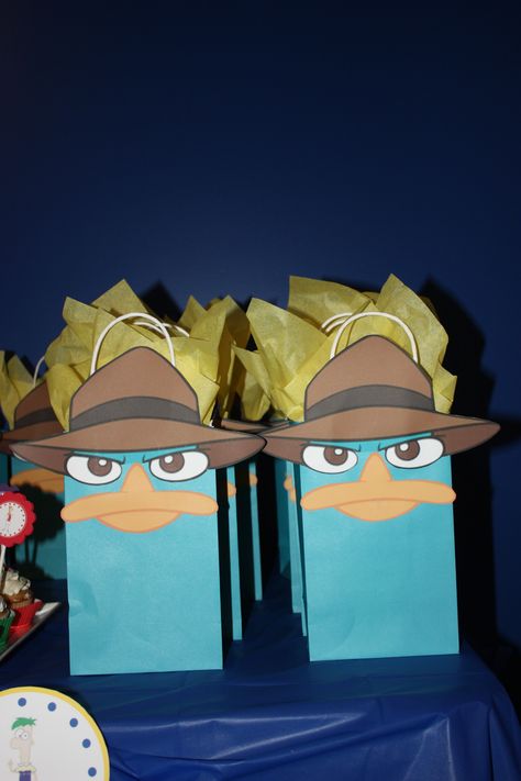 Agent P Favor Bags Phineas And Ferb Themed Party, Phineas And Ferb Birthday Party Ideas, Phineas And Ferb Birthday, Phineas And Ferb Birthday Party, Phineas And Ferb Party Ideas, Phineas And Ferb Party, Phineas E Ferb, Perry The Platypus, Phineas Y Ferb