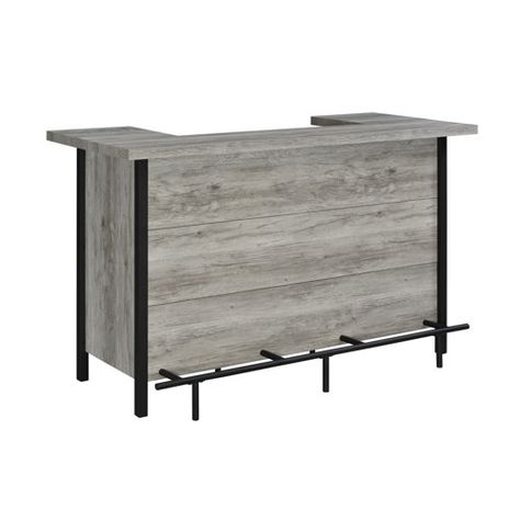 Union Rustic Chewey Bar with Wine Storage | Wayfair Bar With Wine Storage, U Shaped Bar, Bar Unit, Grey Bar, Rustic Bar, Home Bar Furniture, Coaster Furniture, Wine Holder, Wine Cabinets