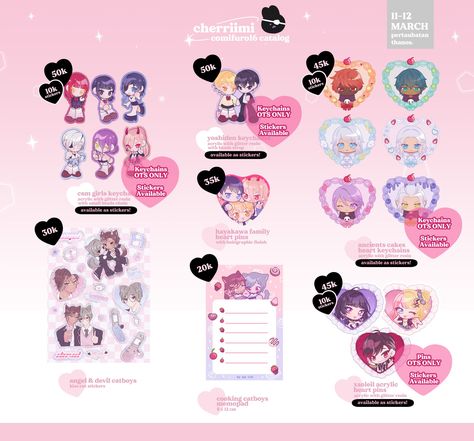 Merch Catalogue Design, Merch Catalogue, Chibi Poses Keychain, Artist Alley Merch, Itabag Anime, Chibi Acrylic Charms, Sailor Moon Ita Bag, Artist Merch, Art Catalogue