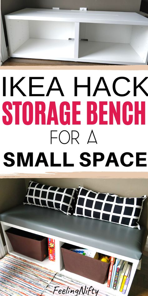 Ikea Storage Bench, Cube Storage Bench, Ikea Bestå Hack, Besta Hack, Storage Bench Diy, Ikea Hack Storage, Diy Bench Seat, Cube Storage Baskets, Diy Bank