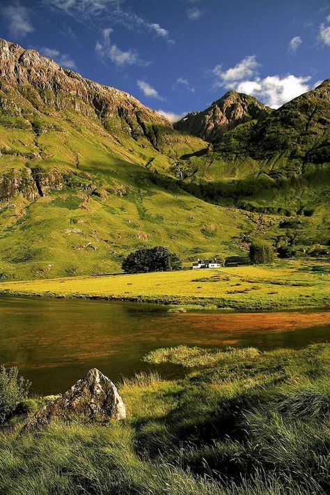 Loch Achtriochtan - Glen Coe, Scotland by barbara jones Glen Coe, Scottish Landscape, Voyage Europe, England And Scotland, Scotland Travel, Green Grass, Lake District, Places Around The World, Outlander