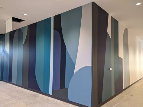 Basement Lounge, Abstract Murals, Paint Walls, Office Mural, Office Wall Design, Interior Murals, Modern Mural, House Aesthetic, Community Living