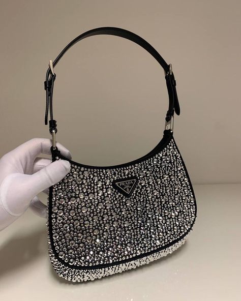 Prada Diamond Bag, Black Prada Bag, Sparkly Purse, Prada Purse, Sparkly Bag, Prada Purses, Luxury Bags Collection, Aesthetic Bags, Bag Prada