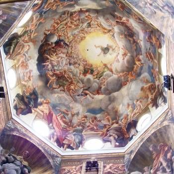 Assumption of the Virgin Antonio da Correggio, 1526-1530 Fresco 1093 × 1195 cm. Cathedral of Parma, Italy Hell Painting, Assumption Of The Virgin, Assumption Of Mary, Ceramics Design, Noli Me Tangere, Wall Pics, Art Movements, Fancy Things, Canvas Art Projects