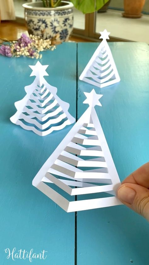 Make some fabulous 3D Paper Christmas Trees! Not a tricky one and so much fun! Find templates (free) here:… | Instagram Paper Christmas Trees, Best Artificial Christmas Trees, Diy Christmas Candy, Realistic Artificial Christmas Trees, Christmas Tree Template, Simple Decoration, 3d Christmas Tree, Artificial Christmas Trees, Cool Paper Crafts