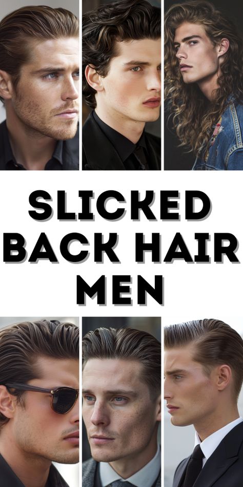 Discover the versatility of slicked back hair men styles with 33 unique looks ranging from traditional classics to bold modern cuts with textured, wavy, and tapered details. Slicked Back Hair Men, Long Slicked Back Hair, Mens Slicked Back Hairstyles, Classic Mens Haircut, Slick Back Haircut, High And Tight Haircut, Short Fade Haircut, Man Bun Hairstyles, Medium Short Hair