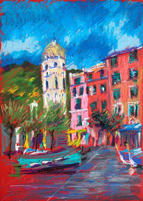 Oil Pastel Architecture Drawing, City Oil Pastel, Oil Pastel Buildings, Gcse Lock, Oil Pastel Sketch, Oil Pastel Artwork, City Sketch, Oil Pastels Painting, Building Painting