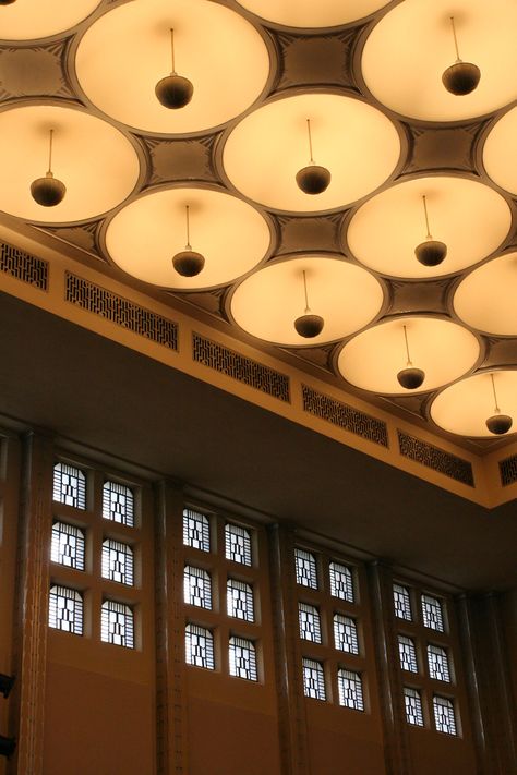 Cranbrook Auditorium, Eliel Saarinen Auditorium Lobby Design, Museum Ceiling, Museum Celling Design, Eliel Saarinen, Auditorium Ceiling, Parametric Ceiling Interiors, Auditorium Design, Type Artwork, Museum Interior