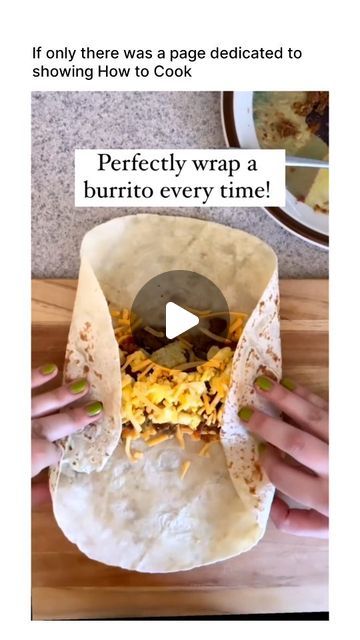 How to Cook Daily on Instagram: "Follow (us) @howtocookdaily for more Cooking related videos. 

#cooking #recipe #instadaily #explorepage #burrito" How To Wrap A Burrito, Wrap A Burrito, Easy Burrito Recipe, Burrito Recipe, Homemade Ideas, Wrap Recipe, Food Mexican, Burritos Recipe, Tacos And Burritos