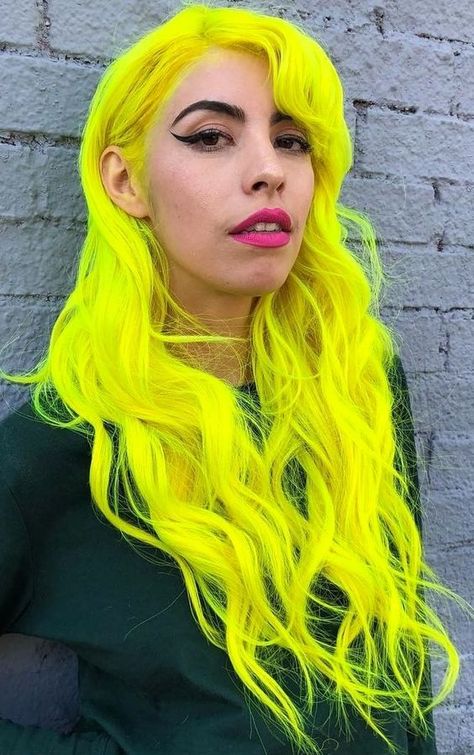 Neon Yellow Hair, Poison Nightmares, Yellow Hair Color, Vivid Hair, Trendy Bob Hairstyles, Short Grunge Hair, Vivid Hair Color, Neon Hair, Gorgeous Hair Color