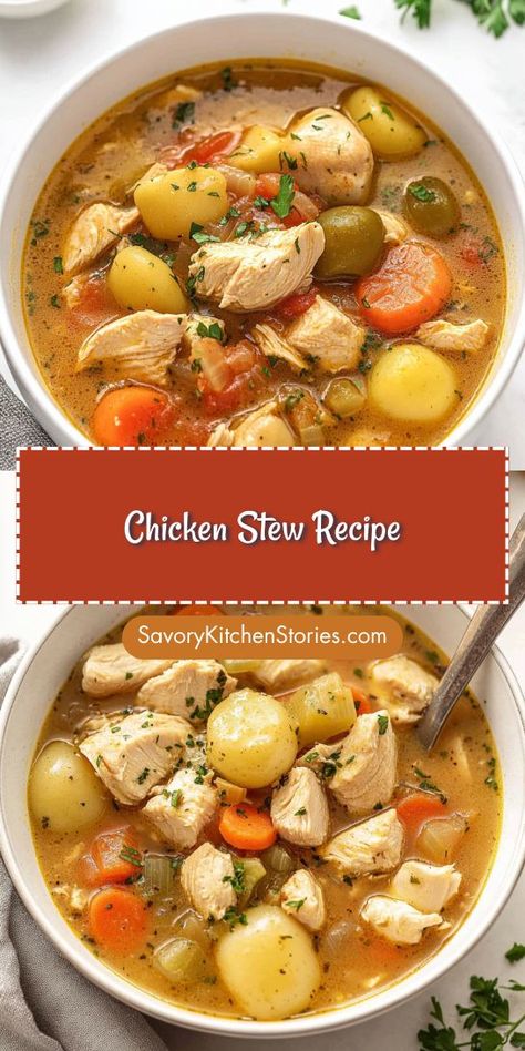 Want a simple yet delightful dinner that the whole family will love? This Chicken Stew Recipe fits perfectly into your light dinner ideas, offering a balanced meal that’s full of taste. Don’t forget to save it for those busy nights when you need a quick, healthy option! Chicken Stew Stove Top, Homemade Chicken Stew Recipe, Easy Stewed Chicken, Slow Cooker Stewed Chicken, Healthy Chicken Stew Recipes, Chicken Stew Recipes For Dinner, Chicken Stew Recipe Stove Top, Chicken Stew Recipe Easy, Chicken And Sausage Stew