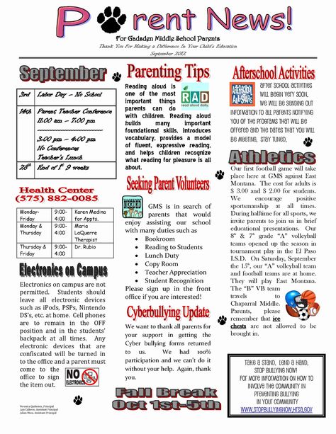 Newsletter Sample for School Inspirational School Newsletter No 14 – Business Template Example Middle School Newsletter, News Letters Template Newsletter Ideas, Parent Newsletter Ideas, Pto Newsletter Template Free, School Newsletter Ideas, Elementary School Newsletter Template, School Newsletter Template Free, Tie Art, Newsletter Examples