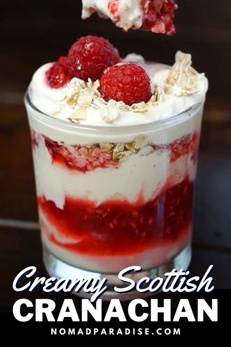 Cranachan Recipe, Scottish Puddings, Traditional Scottish Food, Raspberry Recipes Dessert, Scottish Desserts, Raspberry Dessert, Scottish Dishes, Welsh Recipes, British Cooking