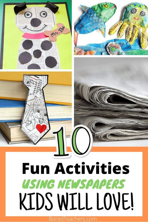 10 Fun Activities Using Physical Newspapers Your Students Will Love Newspaper Activities, Tie Template, Bored Teachers, Blowing Up Balloons, Black Construction Paper, Engaging Lessons, Text Features, Ball Lights, Time Capsule