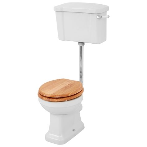 Wickes Oxford Traditional Low Level Toilet Pan, Cistern & Oak Soft Close Seat | Wickes.co.uk Low Level Toilet, Small Toilet Room, Spa Bathroom, Small Toilet, Downstairs Toilet, Toilet Room, Bathroom Spa, Toilet Accessories, Family Bathroom