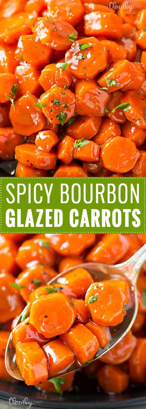 Bourbon Carrots, Bourbon Glazed Carrots, Carrots Glazed, Sweet Potato Thanksgiving, Best Thanksgiving Side Dishes, Thanksgiving Food Sides, Bourbon Glaze, Thanksgiving Recipes Side Dishes, Glazed Carrots