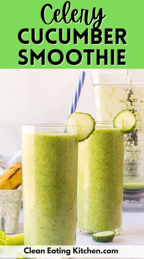 Believe it or not, but this Celery Cucumber Smoothie is mild and pleasant in flavor! It’s a great way to increase your vegetable intake. Serve it with breakfast or add protein to make it a meal replacement blended drink. Celery Smoothie Recipes, Green Smoothie Recipes Breakfast, Smoothie Cleanse Recipes, Homemade Protein Shakes, Celery Smoothie, Cucumber Smoothie, Celery Recipes, Vegan Smoothie Recipes, Vegan Smoothie Bowl