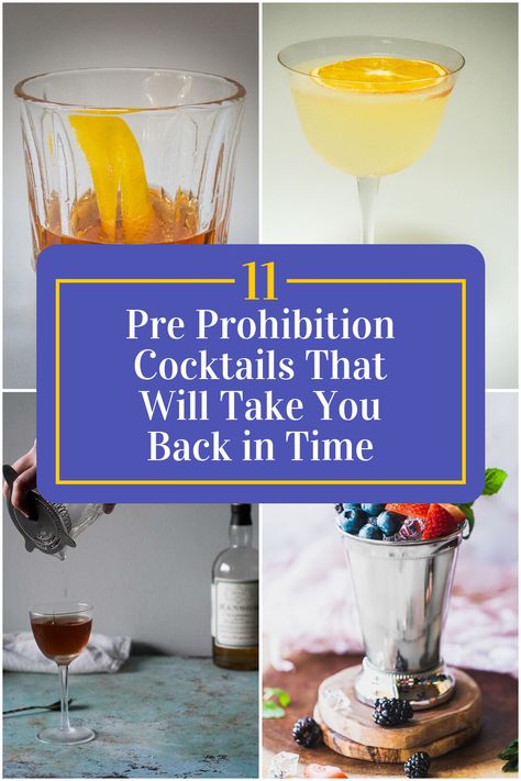 Collage of 4 pre prohibition cocktails. Prohibition Cocktails Recipes, Prohibition Cocktails, Classic Drinks, The Roaring 20s, Whiskey Drinks, Roaring 20s, Classic Cocktails, Big Girl, Mixology