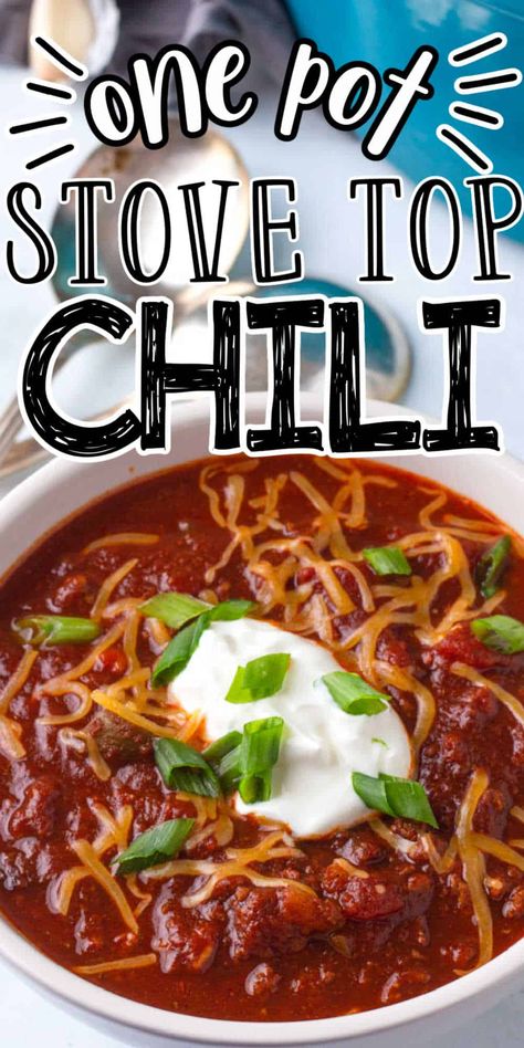 Easy Chilli Recipe Stovetop, Chili Recipe With Tomato Juice, Stove Top Chili, Stovetop Chili Recipe, Chili Recipe No Tomatoes, One Pot Chili Recipe, Easy Stovetop Chili Recipe, Chili On The Stove, 21 Day Fix Chili