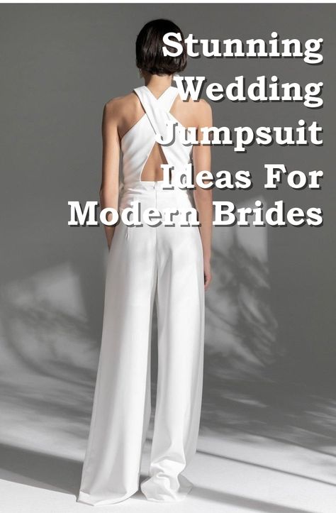 Looking for the perfect alternative to a traditional wedding dress? Check out these stunning wedding jumpsuit ideas for modern brides. From sleek and chic to elegant and sophisticated, find the perfect jumpsuit to make a statement on your big day. Say "I do" in style with these gorgeous wedding jumpsuits! Jumpsuit Ideas, Wedding Jumpsuits, Wedding Dress Jumpsuit, Bride Jumpsuit, Traditional Wedding Dress, Plus Size Brides, Dress Jumpsuit, Bridal Jumpsuit, Wedding Jumpsuit