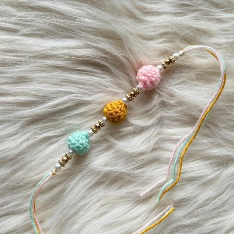 Rakhi Crochet Designs, Crochet Rakhi, Rakhi 2024, Raksha Bandhan Gifts, Rakhi Design, A Line Kurta, Crochet Stitches Video, Crochet Inspo, Raksha Bandhan