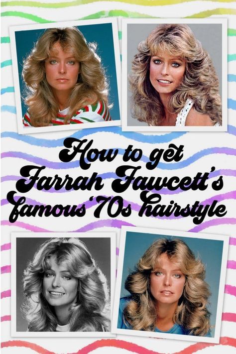 How to get Farrah Fawcett's famous long feathered hairstyle from the '70s - #hairstyles #vintagehairstyles #retrohair #farrah #farrahfawcett #70shair #seventies #featheredhair #vintagehair #farrahhair #vintagebeauty #clickamericana 70 Hairstyles 1970s, 70s Hair Tutorial, 70s Disco Hair, 70s Hairstyles For Long Hair, 70’s Hairstyles, 70s Hair Styles, 70s Hair And Makeup, Farah Fawcett Hair, Farah Fawcett