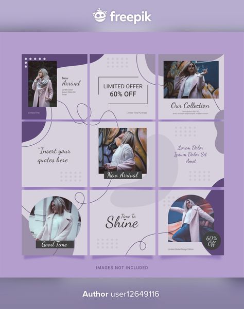 Instagram fashion template social media puzzle post Premium Vector Instagram Concept Design, Instagram Square Layout Design, Page Instagram Design, Social Media Design Inspiration Layout, Social Media Design Graphics Instagram, Social Media Branding Design Posts, Social Media Clothes, Social Media Templates Design, Instagram Social Media Design