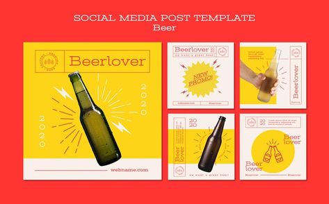 Free PSD | Instagram posts collection for beer lovers Beer Day, About Instagram, Social Media Photography, Nature Instagram, Love Free, Post Instagram, Free Graphics, Instagram Design, Travel Instagram