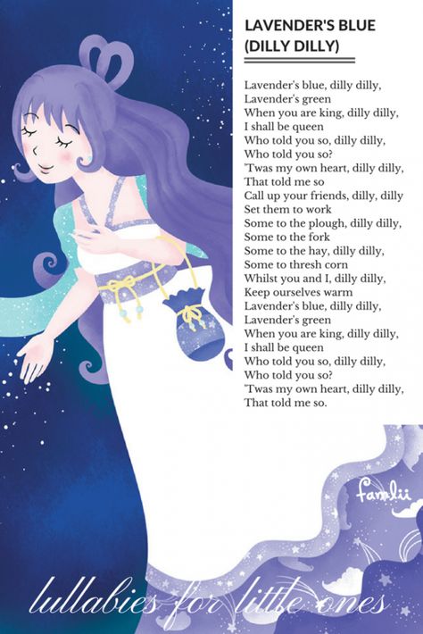 Lavender's Blue: The Dilly Dilly English Lullaby - Famlii Baby Lullaby Lyrics, Lullaby Lyrics, Lavenders Blue Dilly Dilly, Lullaby Songs, Bedtime Songs, Nursery Rhymes Poems, Old Nursery Rhymes, Nursery Rhymes Lyrics, Dilly Dilly