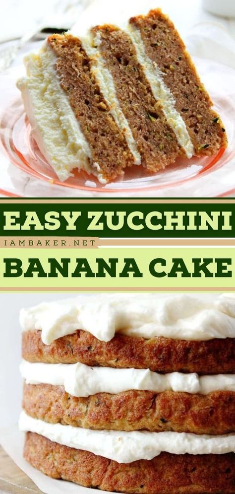 Best Zucchini Dessert Recipes, Zucchini And Banana Recipes, Zucchini Bread With Icing, Dessert Recipes With Zucchini, Easy Zucchini Recipes Desserts, Zucchini Banana Cake Recipe, Vanilla Zucchini Cake, Zucchini Desserts Recipes, Zucchini Banana Recipes