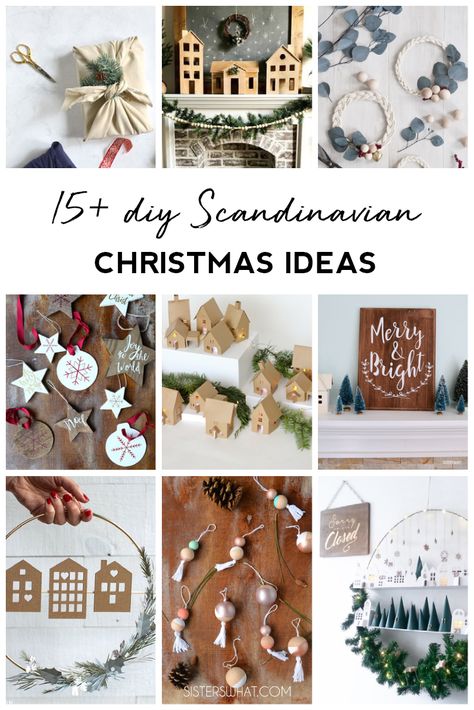 come check out 15+ beautiful DIY Scandinavian Christmas decor. #christmasdecor #scandinavianchristmas Scandinavian Christmas Tree Ornaments, Scandinavian Ornaments Diy, Scandinavian Christmas Decorations Diy, Nordic Christmas Scandinavian Style, Scandinavian Christmas Decor Ideas, Nordic Lodge, Christmas Scandinavian Style, Scandinavian Holiday Decor, Scandinavian Christmas Decor