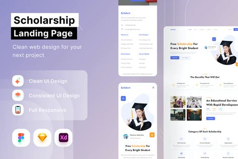 Scholarship Landing page by DimoGraphic on Envato Elements Scholarship Website Design, Clean Web Design, Designer Fanny Pack, Future Quotes, Modern Web Design, Sketch App, Web Ui Design, Website Illustration, Website Inspiration